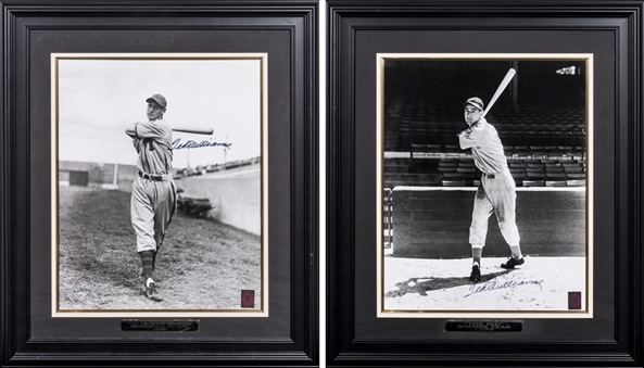 Lot of (2) Ted Williams Signed 16x20 Photo in 24x28 Framed Display (JSA)